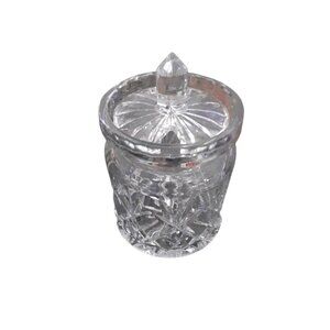 Crystal Cut Glass Condiment Sugar Dish with Lid